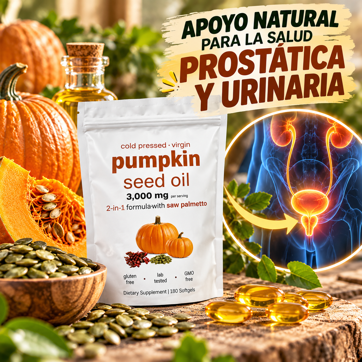 CalabazaOil™ Aceite de Semilla de Calabaza - Estimula el crecimiento del cabello y ayuda a reducir su caída