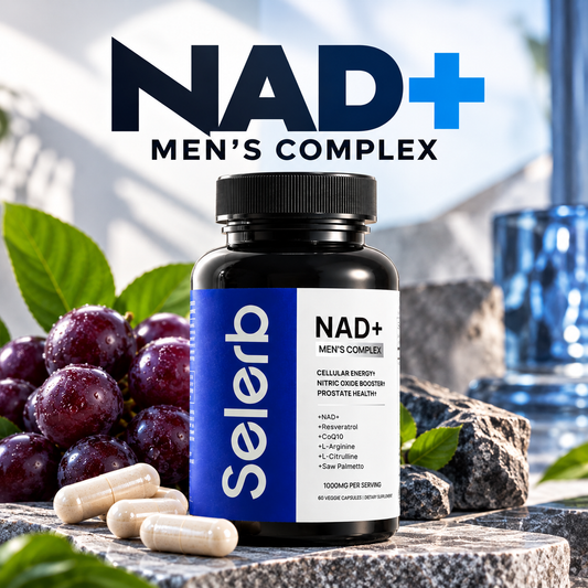 Selerb™ NAD+ Men Complex Aumentan la Energía Celular, Vitalidad y Longevidad, rendimiento masculino y salud prostática.